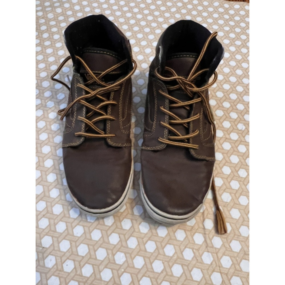 Vans Leather Boots Boys Size  6Y Lace Up‎ Brown Shoes